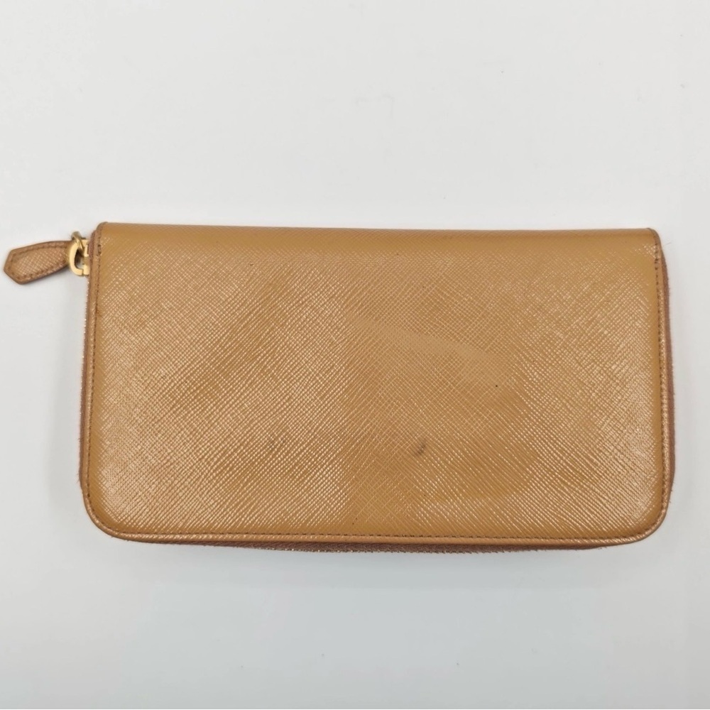 PRADA Saffiano Leather Bow Wallet Beige Nude Zip Around Authentic - Picture 3 of 11